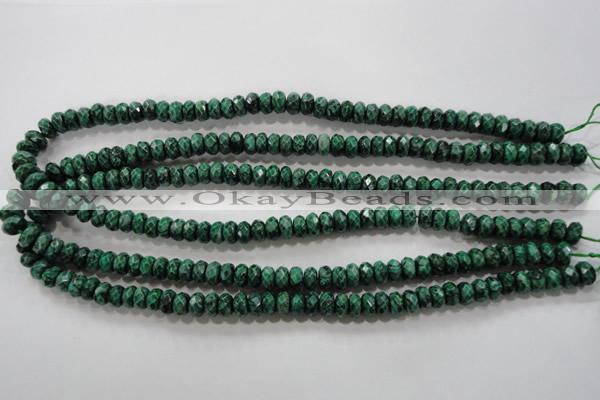 CPT222 15.5 inches 5*8mm faceted rondelle green picture jasper beads