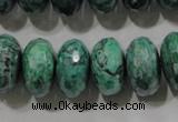 CPT226 15.5 inches 10*18mm faceted rondelle green picture jasper beads