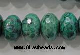 CPT227 15.5 inches 12*20mm faceted rondelle green picture jasper beads