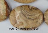 CPT256 15.5 inches 30*40mm oval picture jasper beads wholesale