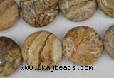 CPT258 15.5 inches 18mm flat round picture jasper beads wholesale