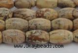 CPT272 15.5 inches 8*12mm rice picture jasper beads wholesale