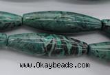 CPT307 15.5 inches 12*40mm rice green picture jasper beads