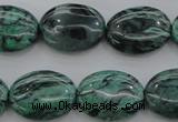 CPT319 15.5 inches 12*16mm oval green picture jasper beads