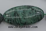 CPT324 15.5 inches 25*50mm oval green picture jasper beads