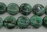 CPT328 15.5 inches 14mm flat round green picture jasper beads