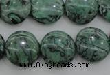 CPT329 15.5 inches 16mm flat round green picture jasper beads