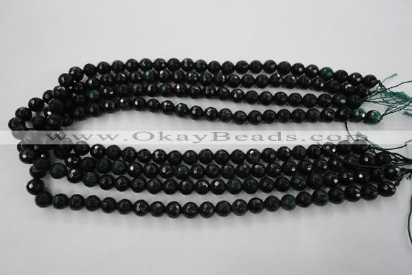 CPT402 15.5 inches 8mm faceted round green picture jasper beads