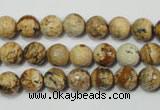 CPT502 15.5 inches 8mm faceted round picture jasper beads wholesale