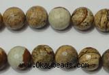 CPT503 15.5 inches 10mm faceted round picture jasper beads wholesale