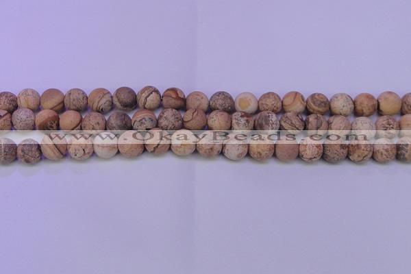 CPT523 15.5 inches 10mm round matte picture jasper beads