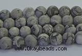 CPT570 15.5 inches 4mm round matte grey picture jasper beads