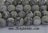 CPT571 15.5 inches 6mm round matte grey picture jasper beads