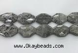 CPT582 30*40mm - 32*42mm faceted octagonal grey picture jasper beads