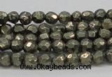 CPY04 16 inches 6mm faceted round pyrite gemstone beads wholesale