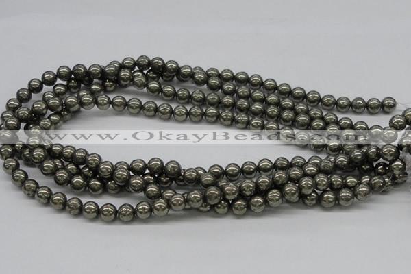 CPY06 16 inches 8mm round pyrite gemstone beads wholesale