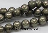 CPY07 16 inches 10mm round pyrite gemstone beads wholesale