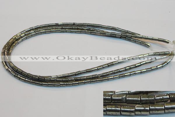 CPY125 15.5 inches 4*6mm tube pyrite gemstone beads wholesale