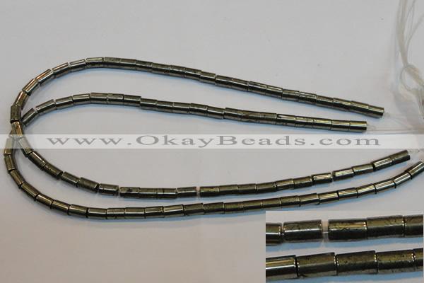 CPY127 15.5 inches 5*8mm tube pyrite gemstone beads wholesale