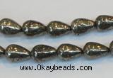 CPY132 15.5 inches 8*12mm teardrop pyrite gemstone beads wholesale