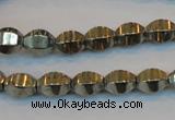 CPY142 15.5 inches 8*10mm rice pyrite gemstone beads wholesale