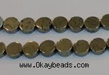 CPY151 15.5 inches 8mm coin pyrite gemstone beads wholesale