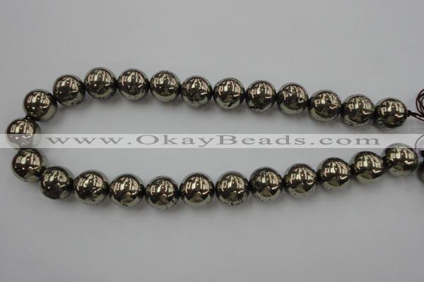 CPY207 15.5 inches 16mm round pyrite gemstone beads wholesale