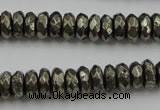 CPY216 15.5 inches 4*10mm faceted rondelle pyrite gemstone beads