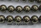 CPY24 16 inches 12mm round pyrite gemstone beads wholesale