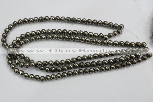 CPY24 16 inches 12mm round pyrite gemstone beads wholesale