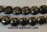 CPY301 15.5 inches 10mm flat round pyrite gemstone beads wholesale