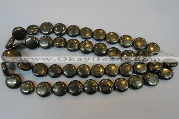 CPY304 15.5 inches 18mm flat round pyrite gemstone beads wholesale