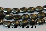 CPY310 15.5 inches 7*9mm oval pyrite gemstone beads wholesale