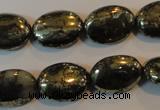 CPY312 15.5 inches 13*18mm oval pyrite gemstone beads wholesale