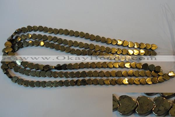 CPY331 15.5 inches 8*8mm heart pyrite gemstone beads wholesale