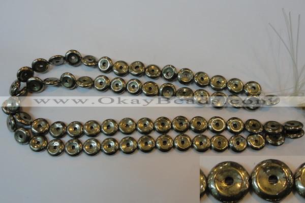 CPY336 15.5 inches 12mm donut pyrite gemstone beads wholesale