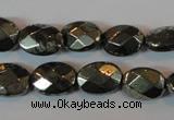 CPY343 15.5 inches 10*14mm faceted oval pyrite gemstone beads wholesale