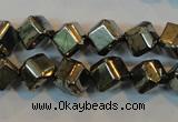 CPY361 15.5 inches 6*6mm faceted cube pyrite gemstone beads