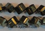 CPY363 15.5 inches 10*10mm faceted cube pyrite gemstone beads