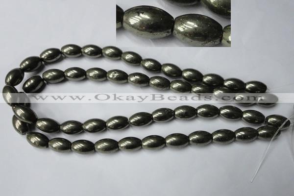 CPY367 15.5 inches 10*16mm rice pyrite gemstone beads wholesale