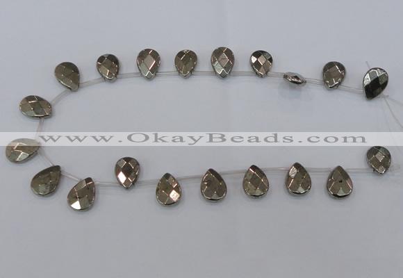 CPY379 Top drilled 13*18mm briolette pyrite gemstone beads