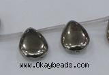 CPY385 Top drilled 13*18mm flat teardrop pyrite gemstone beads