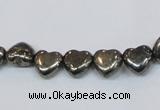 CPY390 Top drilled 8*8mm heart pyrite gemstone beads