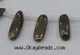 CPY396 Top drilled 5*15mm - 7*25mm sticks pyrite gemstone beads