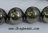 CPY408 15.5 inches 18mm round pyrite gemstone beads wholesale