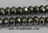 CPY41 16 inches 5*10mm faceted rondelle pyrite gemstone beads wholesale