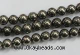 CPY47 16 inches 8mm round pyrite gemstone beads wholesale