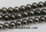 CPY48 16 inches 10mm round pyrite gemstone beads wholesale