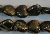 CPY52 16 inches 12*12mm heart pyrite gemstone beads wholesale