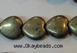 CPY53 16 inches 14*14mm heart pyrite gemstone beads wholesale